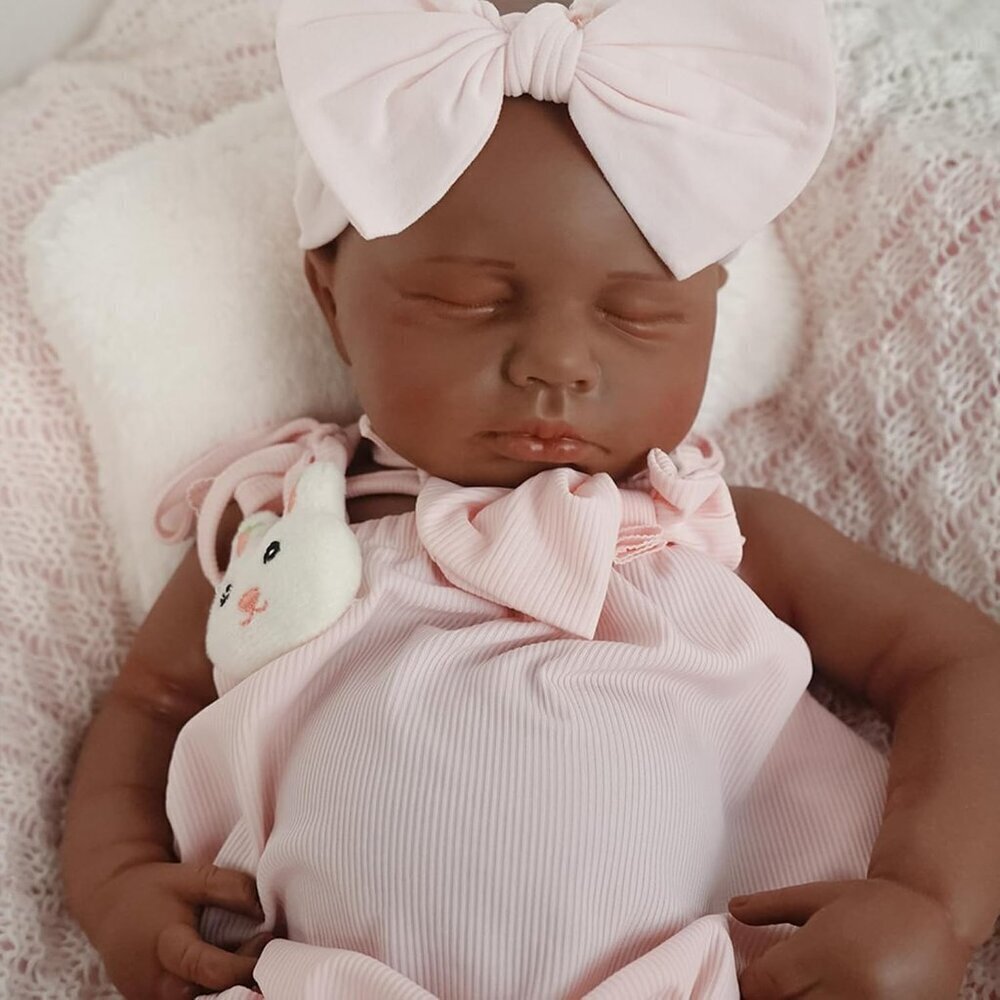 🆕18.5 inch Full Body Silicone Sleeping Tan Baby Girl Realistic Body Reborn Baby - Picture 5 of 11